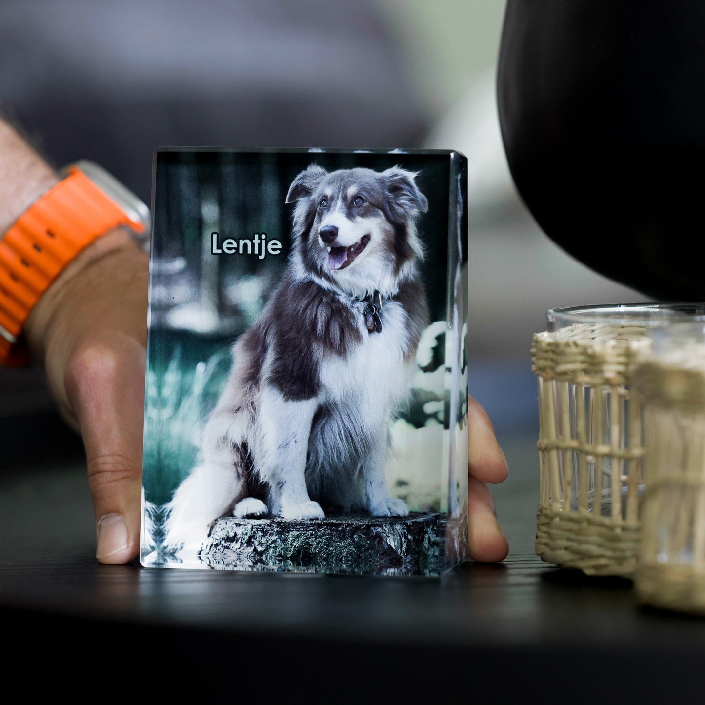 Glasframe mit Fotodruck - selbststehend
