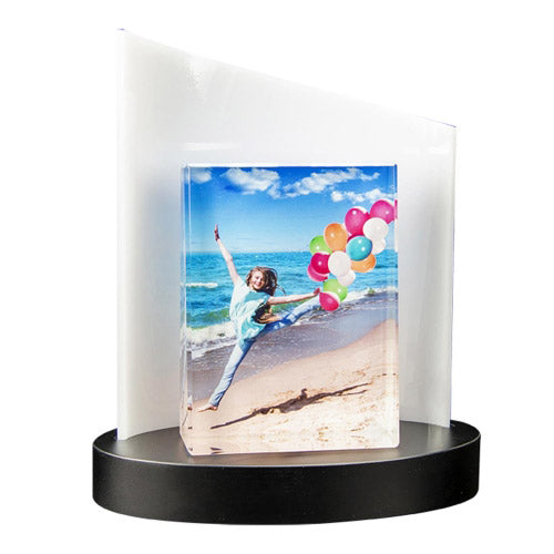 Fotodruck auf Glasframe mit Clarisso Sockel weiß