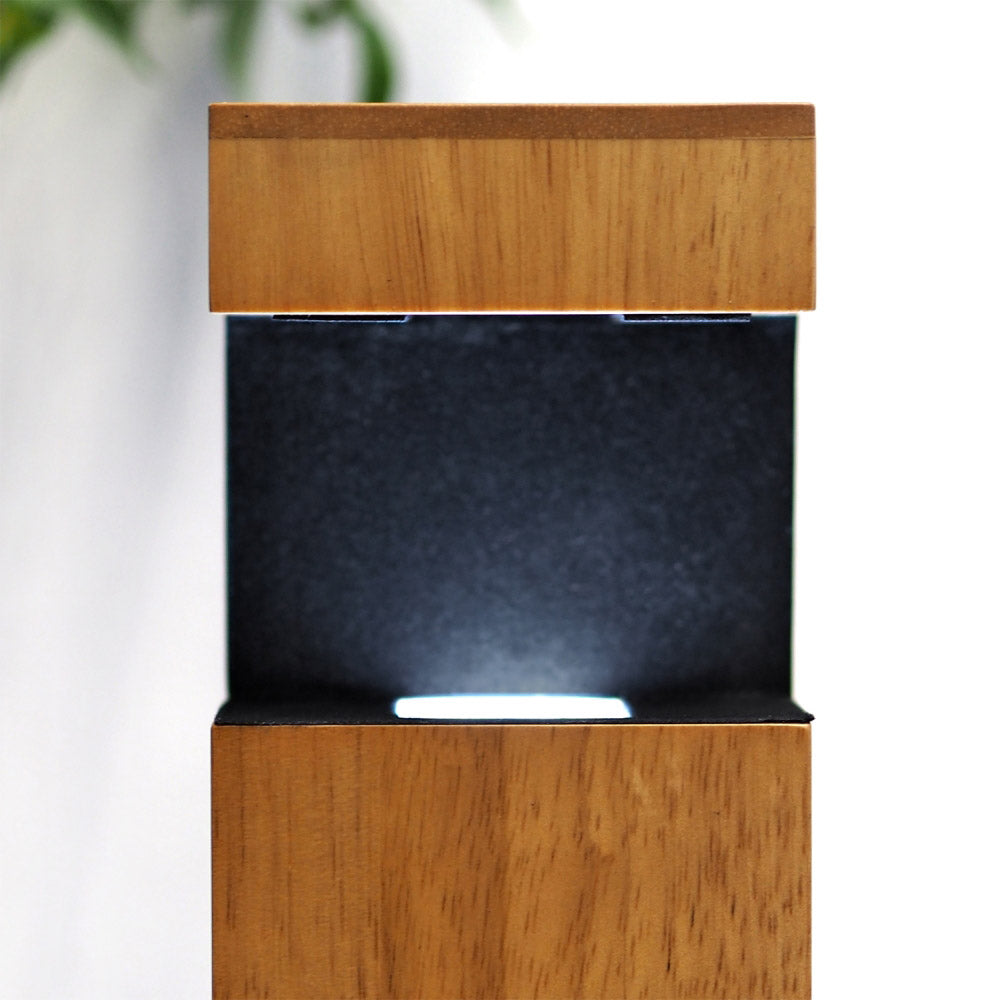 3D Glasfoto mit LED-Leuchtstele Holz