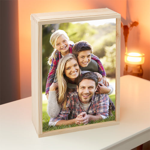 Foto Lightbox mit Wunschfoto aus Holz Quadrat