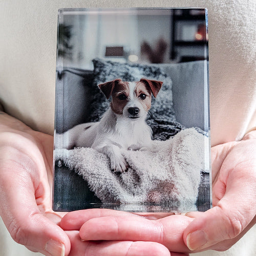 Glasframe mit Fotodruck - selbststehend