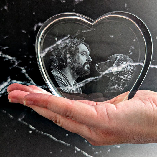 3D Glasfoto Herz ohne Spitze + Clarisso® Sockel