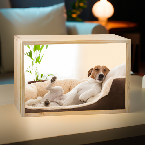 Foto Lightbox mit Wunschfoto aus Holz Quadrat