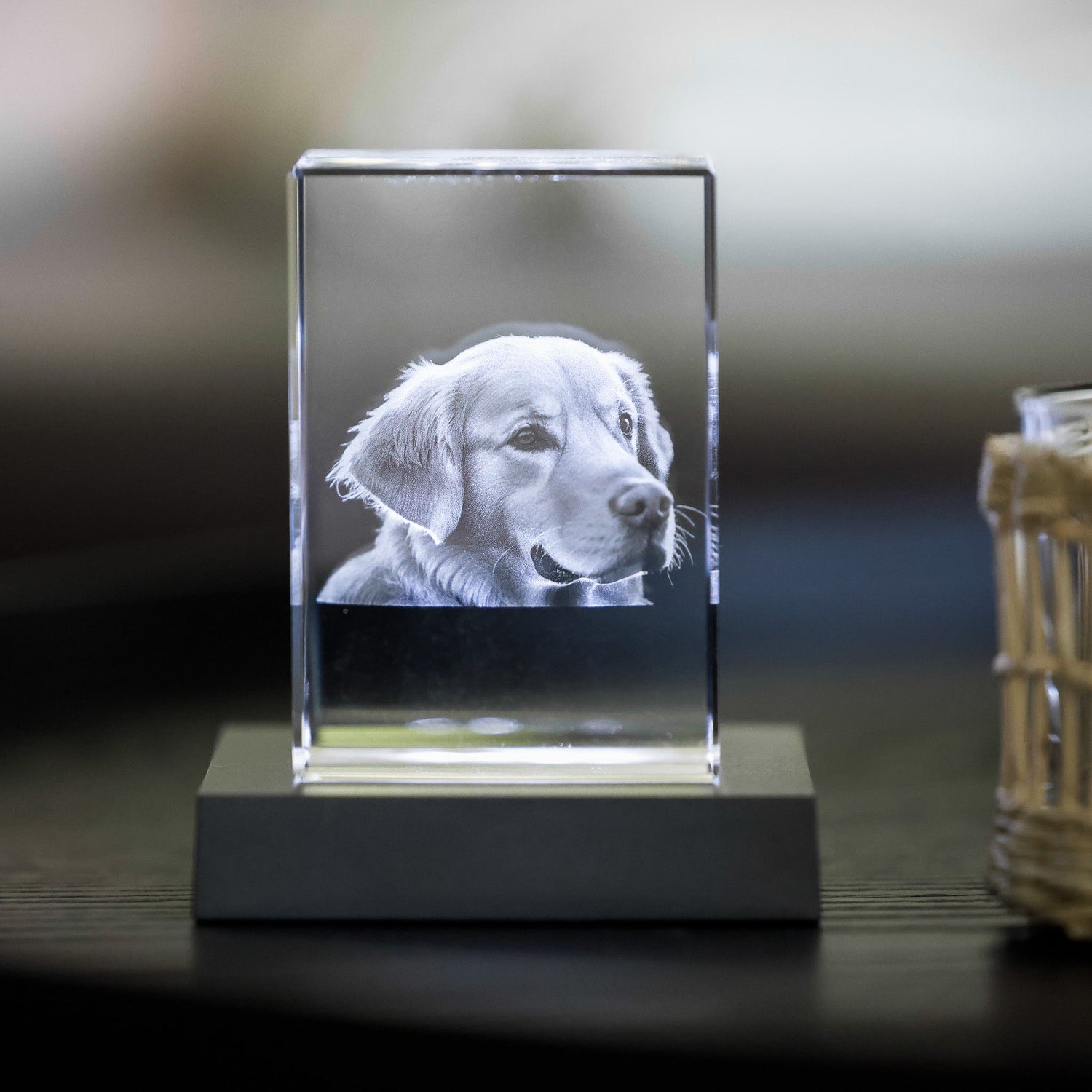 Glasblock mit Lasergravur