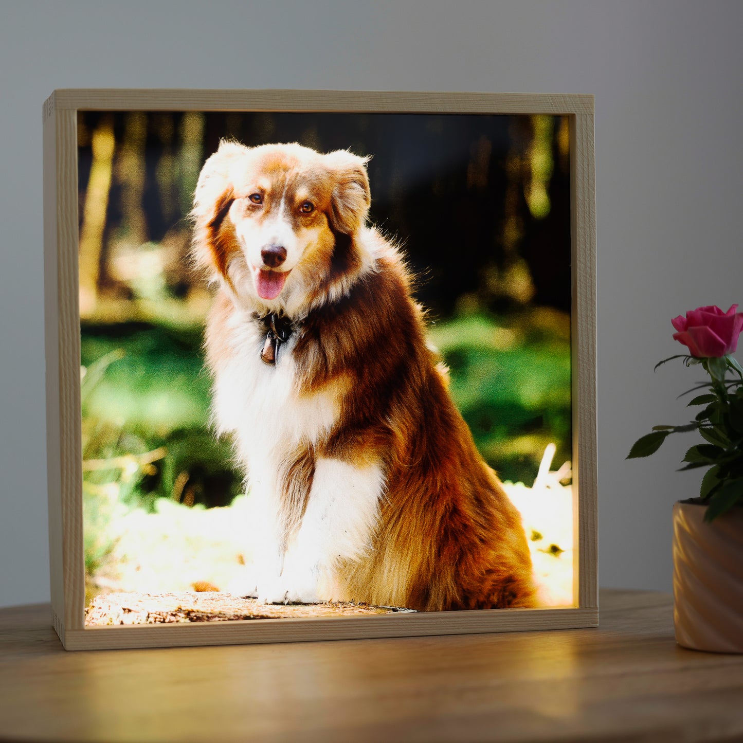 Foto Lightbox mit Wunschfoto aus Holz Quadrat