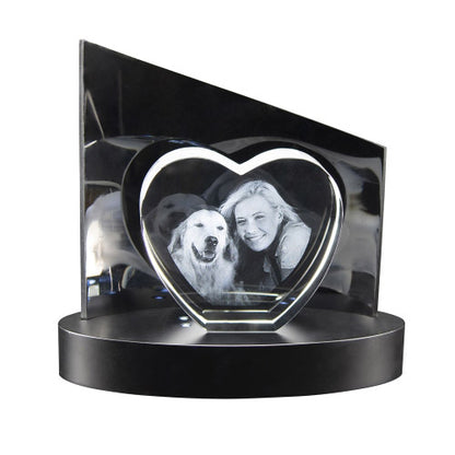 3D Glasfoto Herz ohne Spitze + Clarisso® Sockel