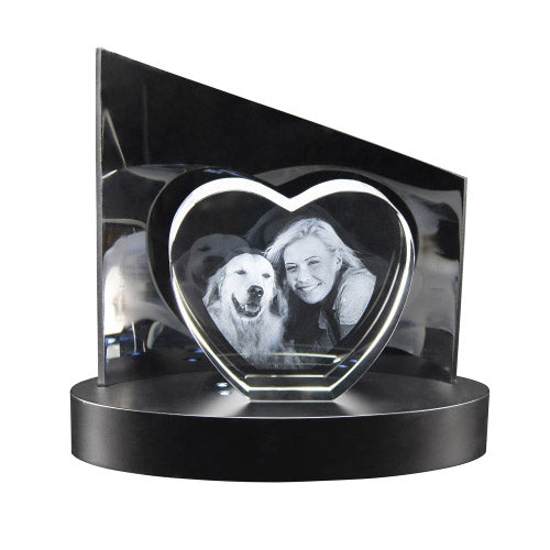 3D Glasfoto Herz ohne Spitze + Clarisso® Sockel