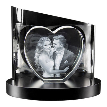 3D Glasfoto Herz ohne Spitze + Clarisso® Sockel