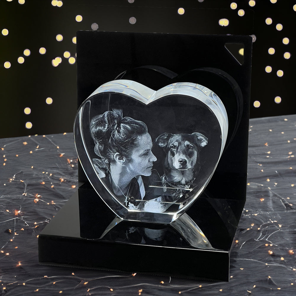 3D Glasherz mit LED